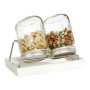 Kit 2 germoirs verre 750ml avec support inox et plateau ceramique blanc