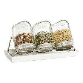 Kit 3 germoirs verre 750ml avec support inox et plateau ceramique blanc