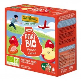 Poki Bio pomme-fraise 4x90g bio