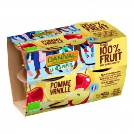 Photo Purée 100% fruits pomme-vanille 4x100g bio Danival