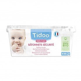 Photo Bâtonnets sécurité bébé en coton bio x50 Tidoo