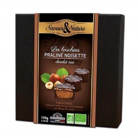 Bouchées praliné noisette - chocolat noir 70% x9 - 135g bio