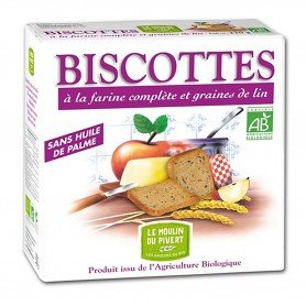 Photo Biscottes complètes aux graines de lin 270g bio Moulin du Pivert