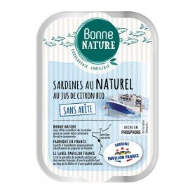 Sardines MSC au naturel au jus de citron Bio et sans arête 115g