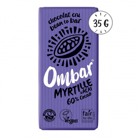 Photo Chocolat Cru Myrtille - Acai 35g Bio Ombar