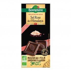 Photo Chocolat dégustation noir sel rose de l'Himalaya 80g bio Bonneterre