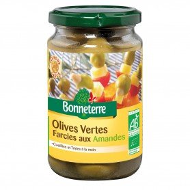 Photo Olives vertes fourrées aux amandes 190g bio Bonneterre