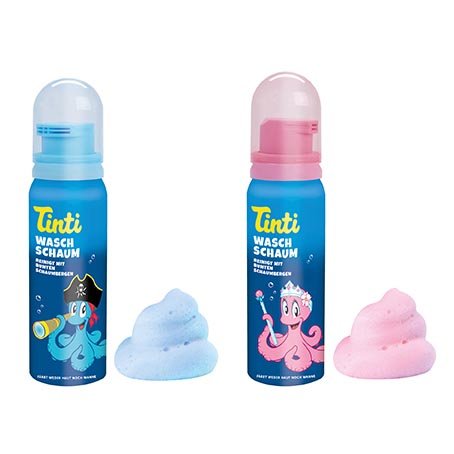 Mousses de bain rose et bleue Tinti